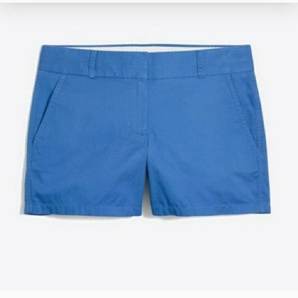 J. CREW Chino Shorts Pockets Blue Flat Front - Picture 1 of 13